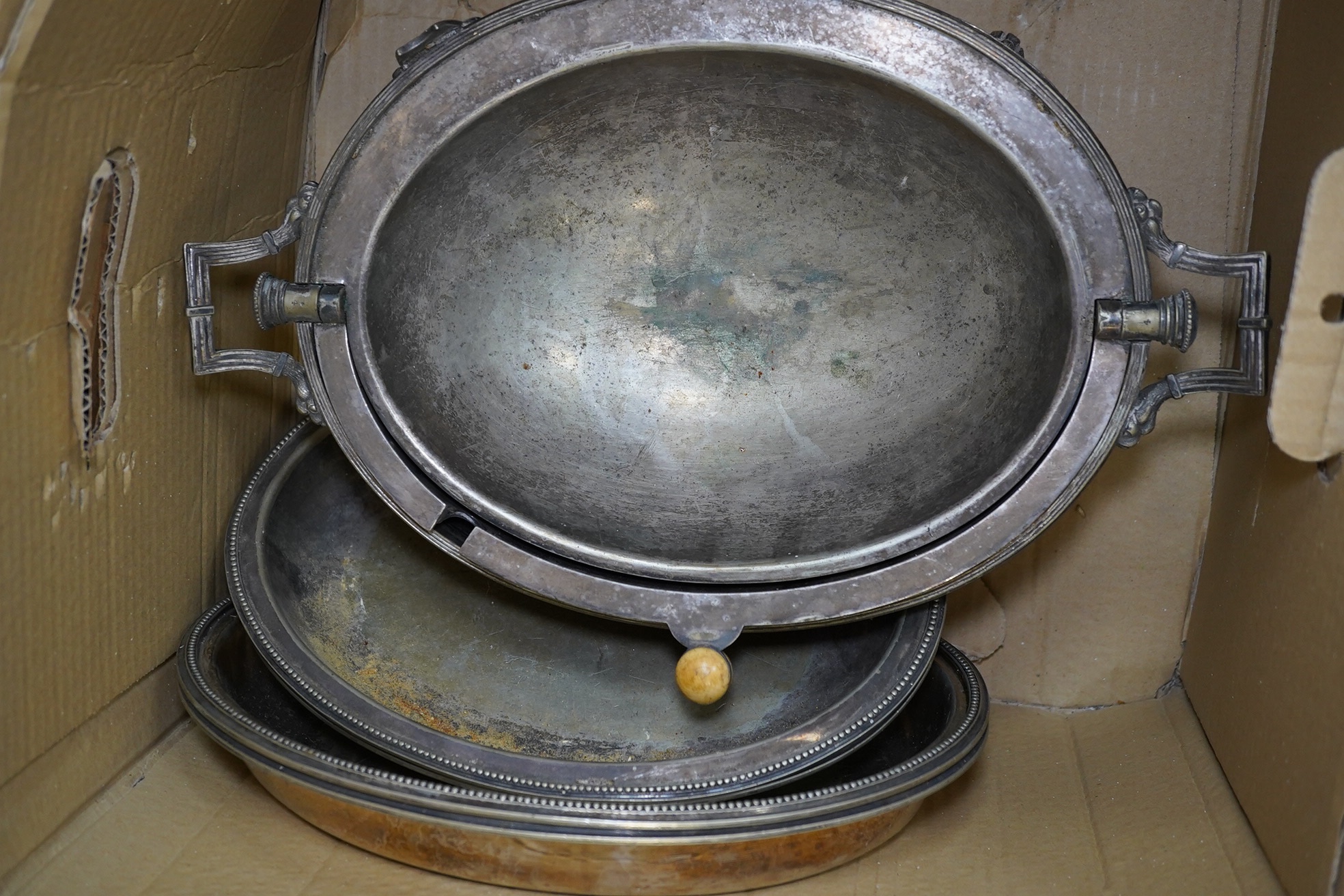 A quantity of Elkington plated cutlery and a tureen. Condition - fair